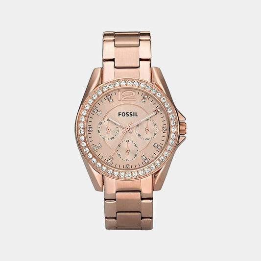 Female Rose Gold Stainless Steel Chronograph Watch ES2811I