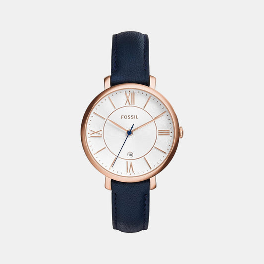 Female Silver Analog Leather Watch ES3843