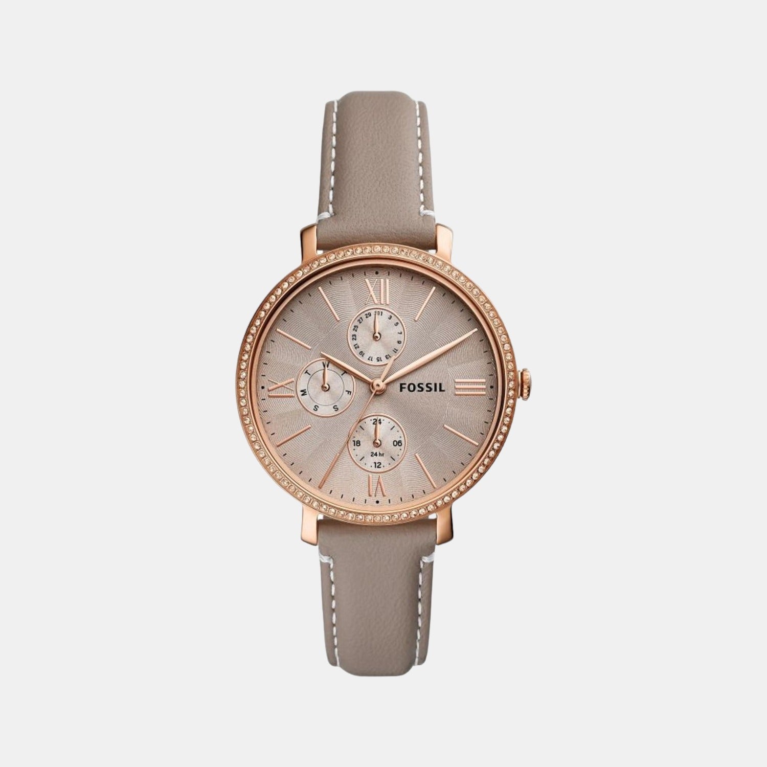 Female Grey Leather Chronograph Watch ES5097