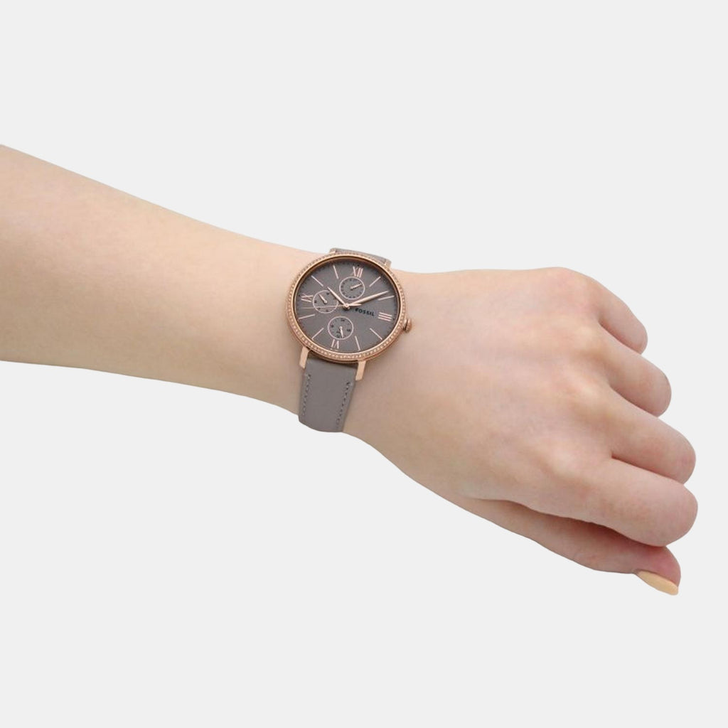 Jacqueline Women Quartz Grey Dial Chronograph Leather Watch ES5097