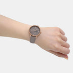 Jacqueline Women Quartz Grey Dial Chronograph Leather Watch ES5097