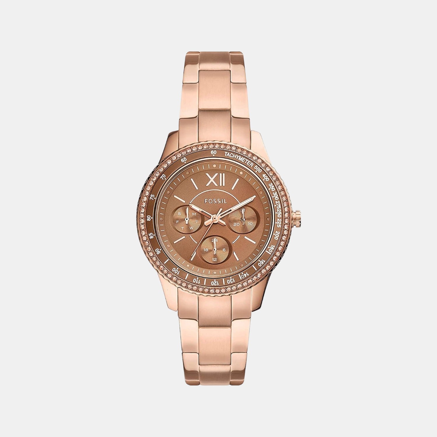 Female Brown Stainless Steel Chronograph Watch ES5109