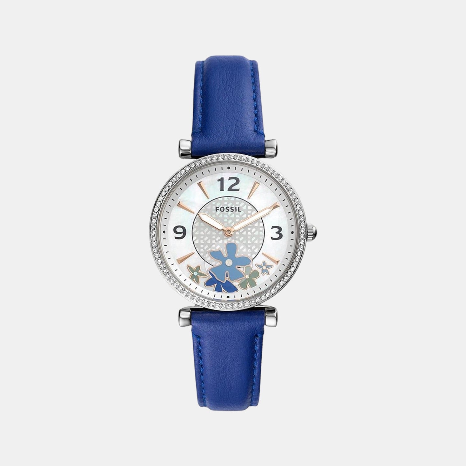 Female White Analog Leather Watch ES5188