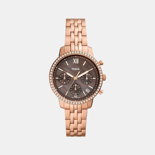 Female Brown Stainless Steel Chronograph Watch ES5218