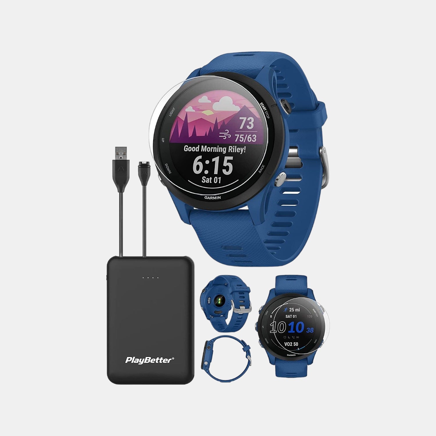 Garmin Men Processor Black Dial LCD Silicone Watch FORERUNNER 255