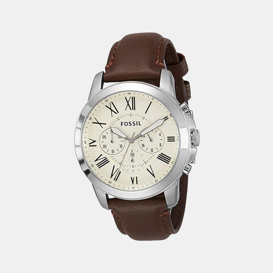 Male Cream Leather Chronograph Watch FS4735