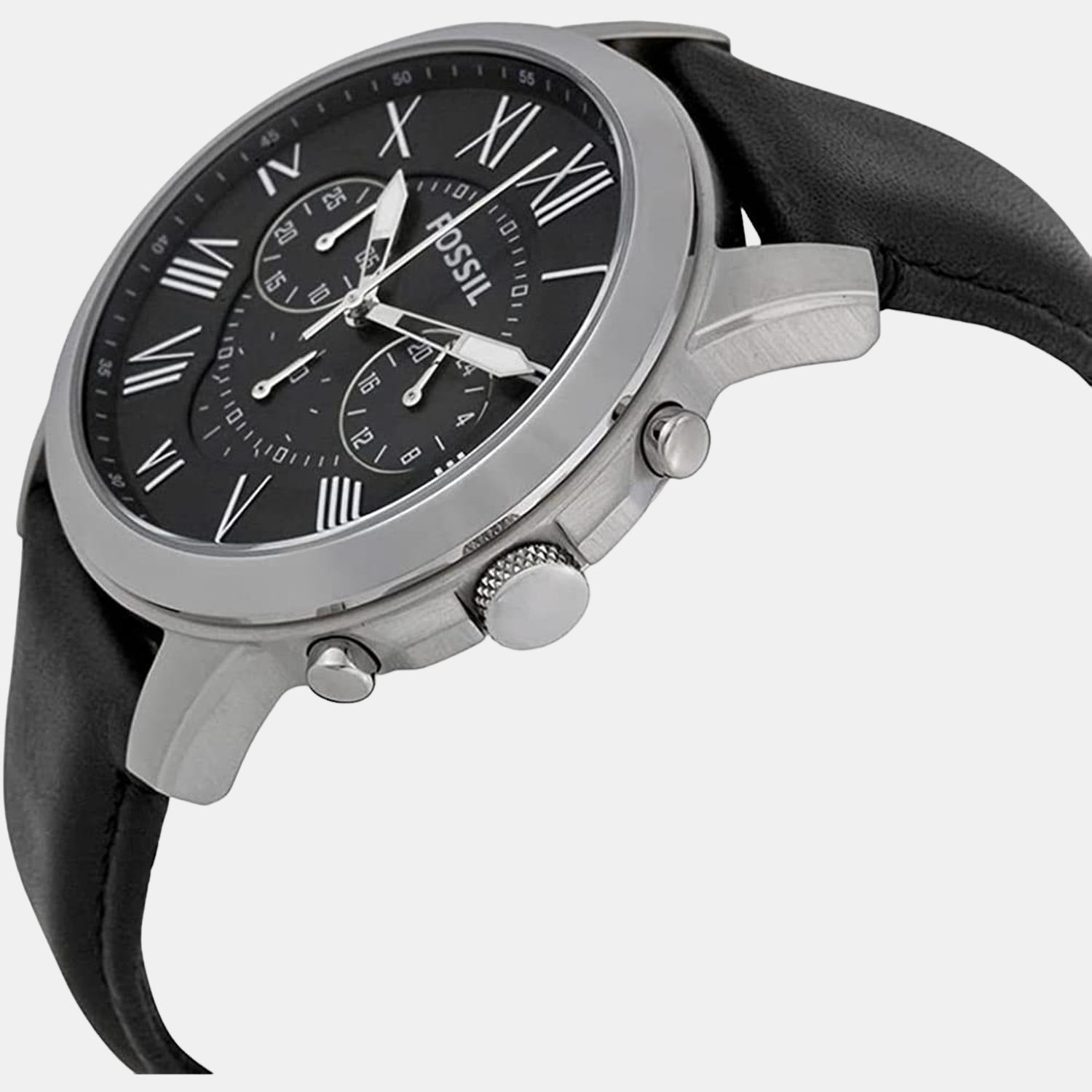 Grant Men Quartz Black Dial Chronograph Leather Watch FS4812
