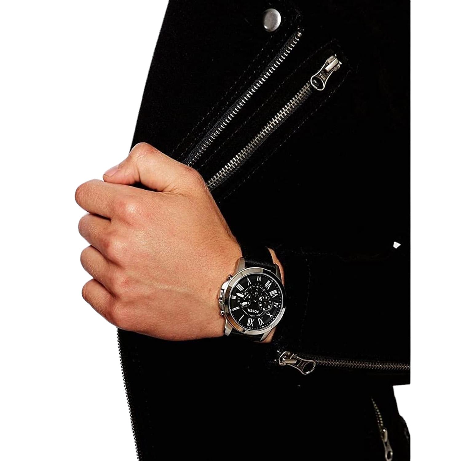 Grant Men Quartz Black Dial Chronograph Leather Watch FS4812