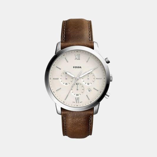 Male Cream Leather Chronograph Watch FS5380