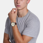 Neutra Men Quartz Cream Dial Chronograph Leather Watch FS5380