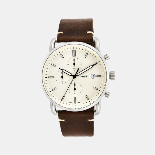 Male Cream Leather Chronograph Watch FS5402
