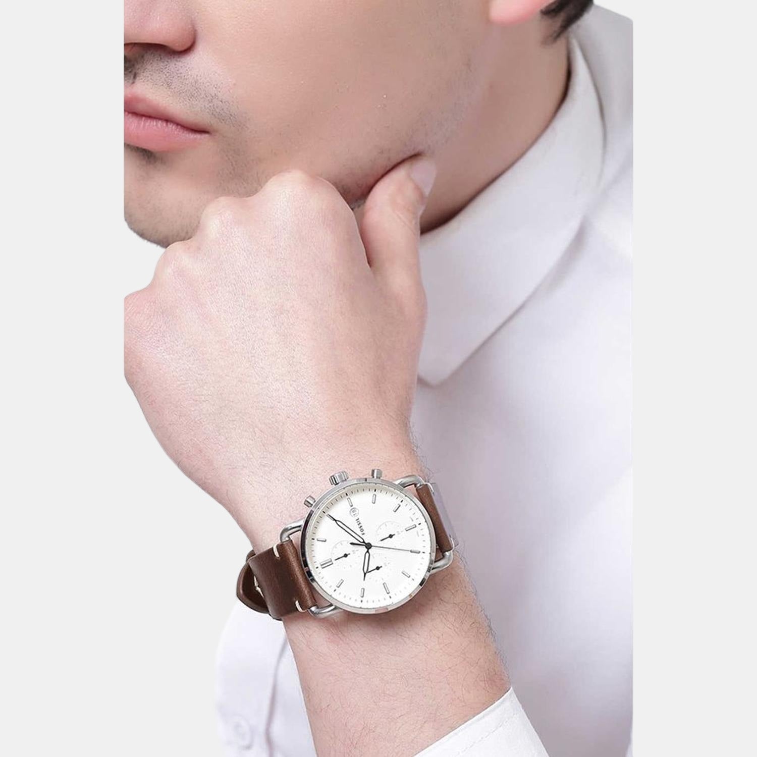 Fossil Leather Cream watch