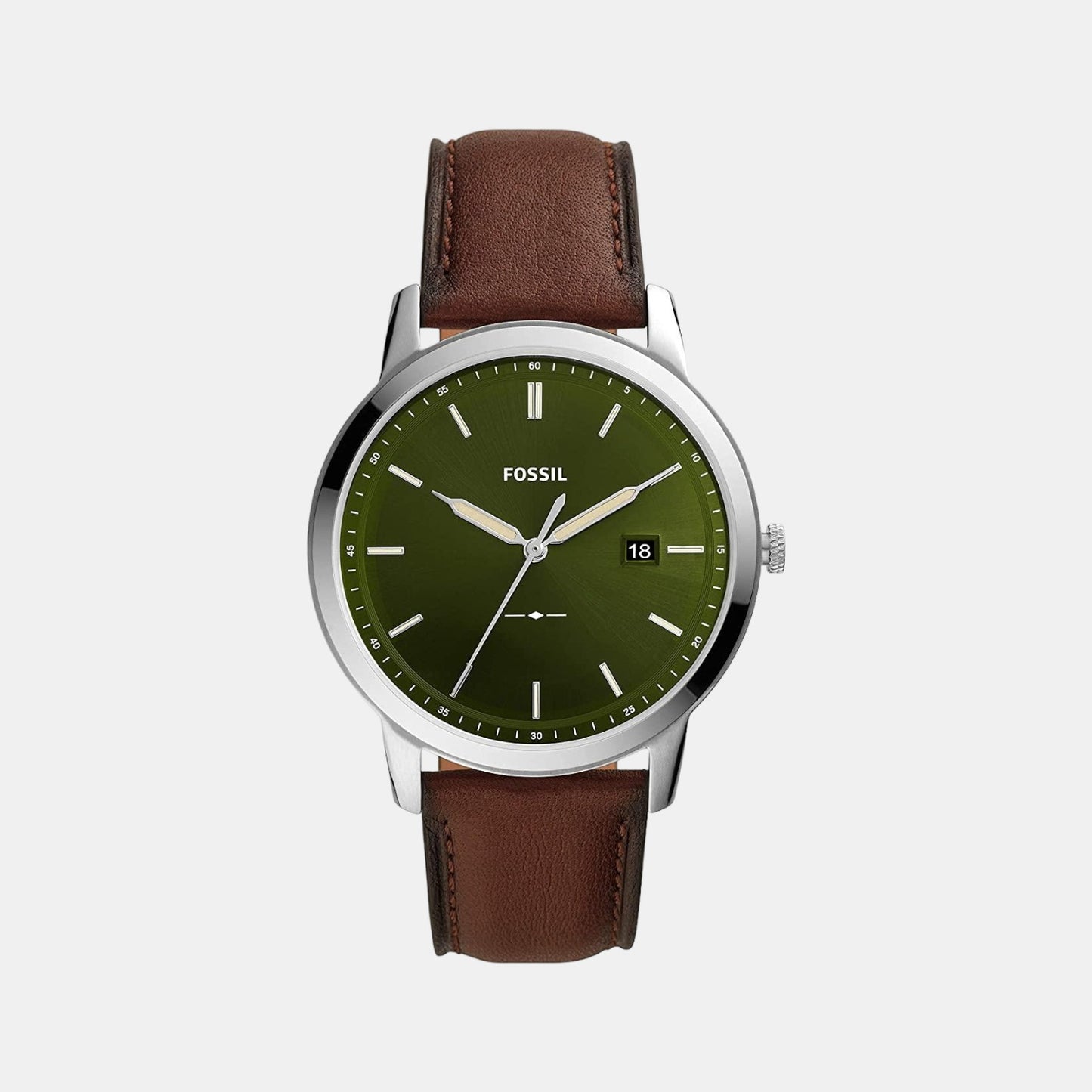 Male Green Analog Leather Solar Watch FS5838