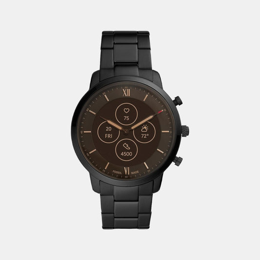 Male Hybrid HR FB-01 Black Stainless Steel Smart Watch FTW7027