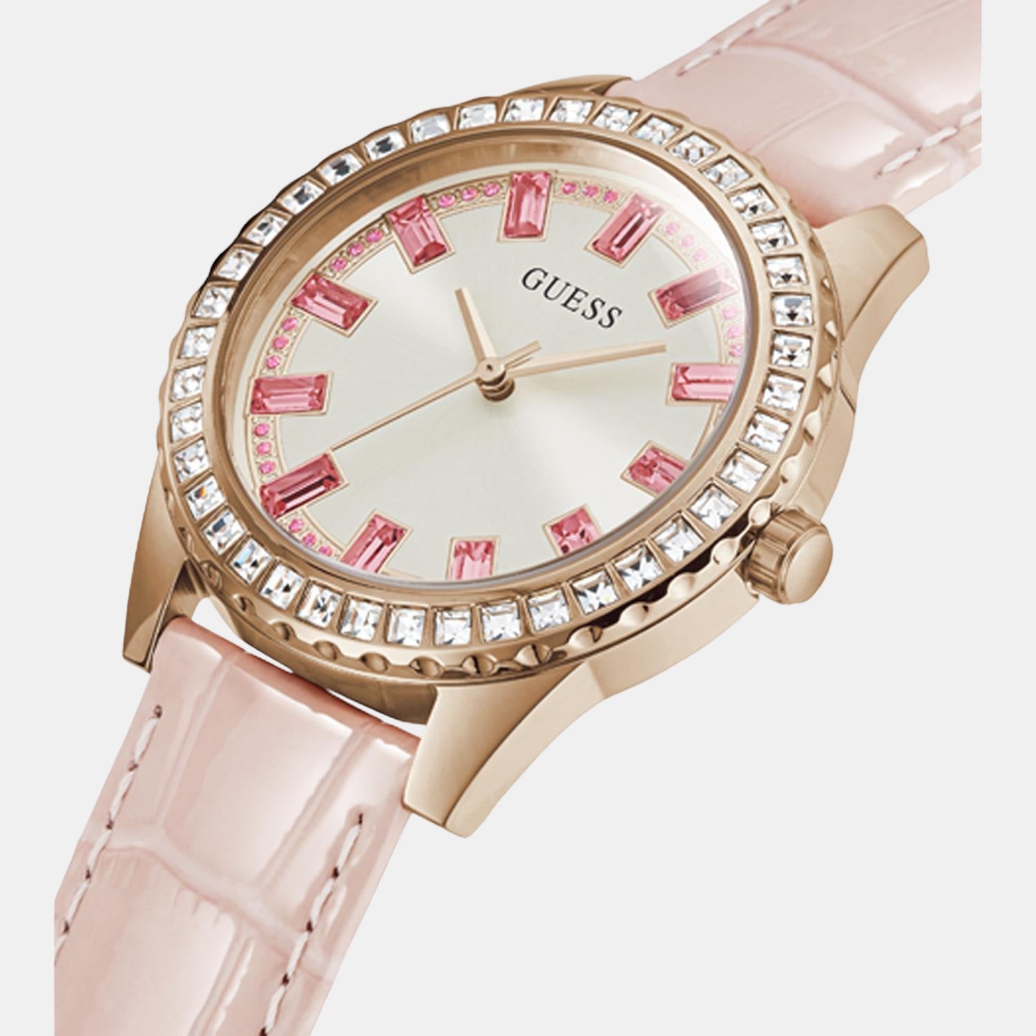 Guess Leather Rose Gold watch