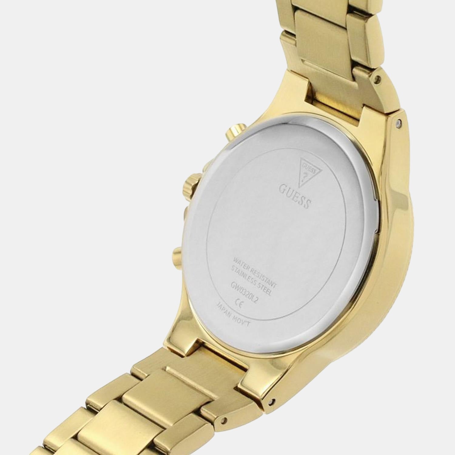 Guess Female Gold Analog Stainless Steel Watch Guess Just In Time