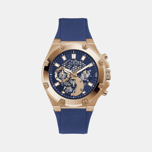 Male Blue Analog Leather Watch GW0334G3