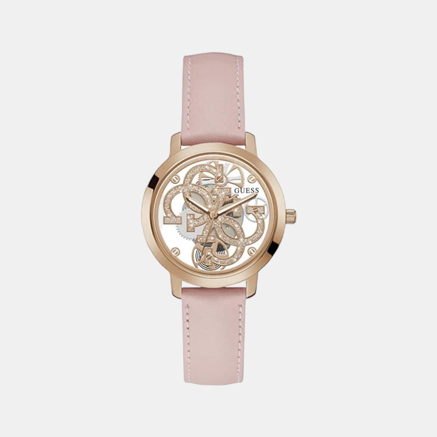 Guess Female Analog Leather Watch Guess Just In Time