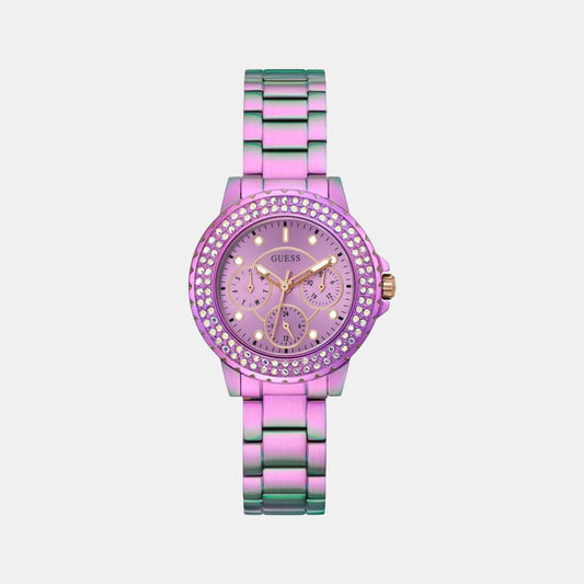 Female Purple Stainless Steel Chronograph Watch GW0410L4