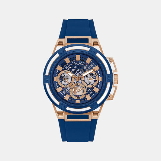 Male Blue Leather Chronograph Watch GW0423G4