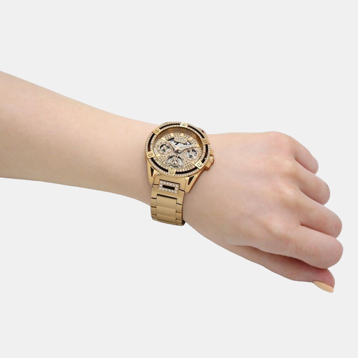 Female Gold Multifunction Analog Stainless Steel Watch GW0464L2