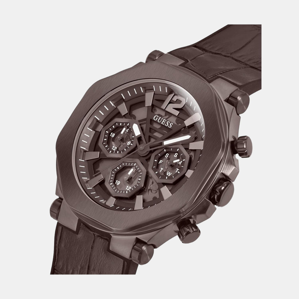 Guess Men Round Brown watch