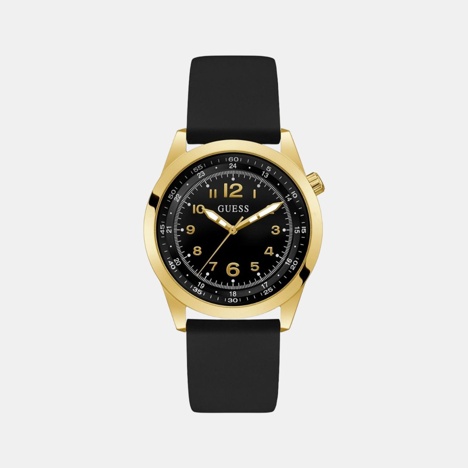 Guess black and outlet gold watch