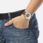 Grant Men Automatic Cream Dial Analog Leather Watch ME3099