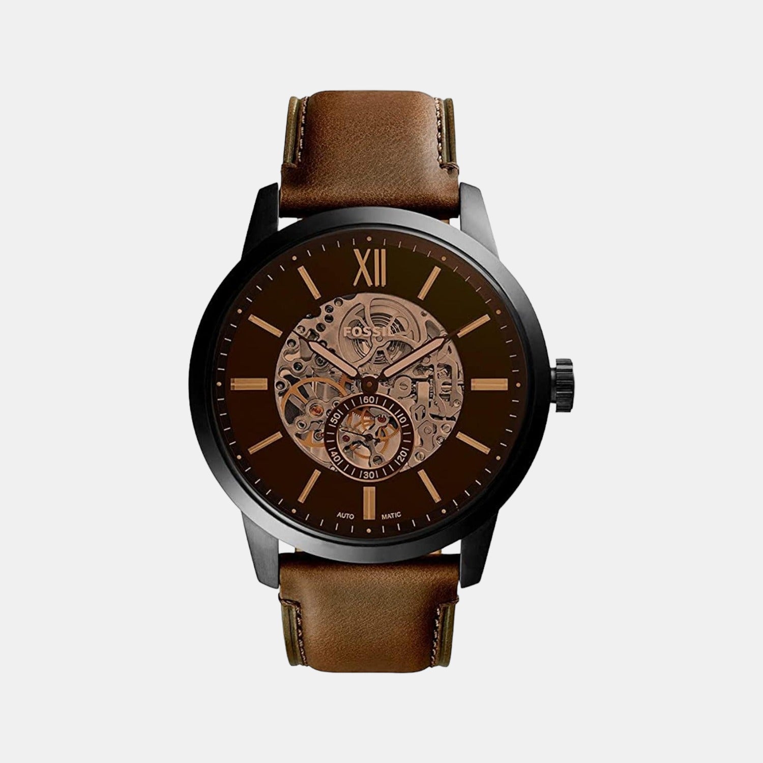 Male Brown Analog Leather Automatic Watch ME3155