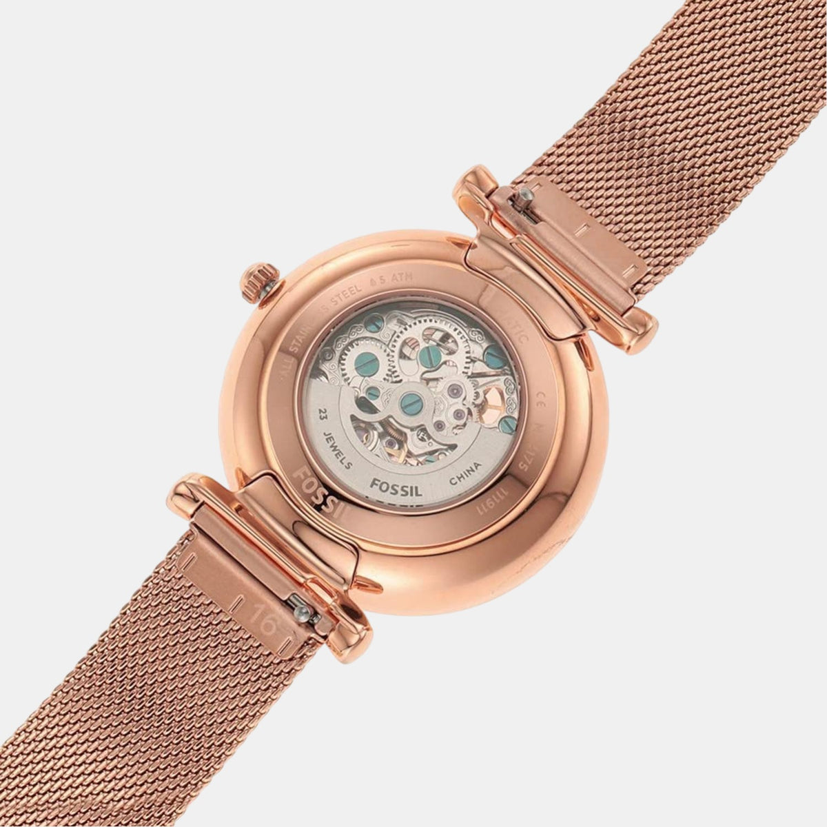 Carlie Women Automatic Rose Gold Dial Analog Mesh Watch ME3175