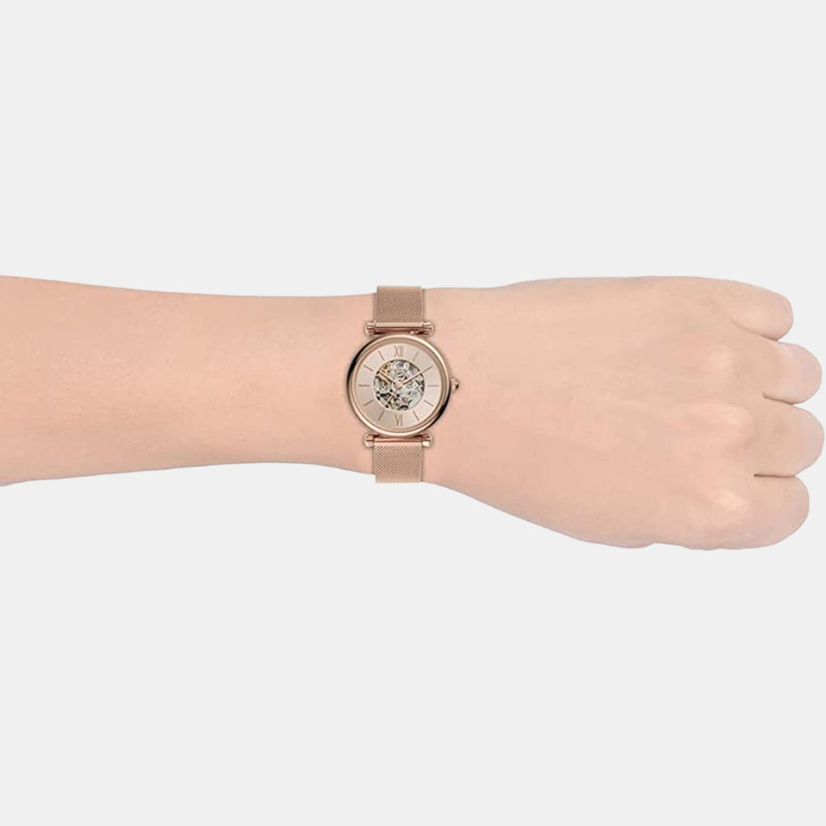 Carlie Women Automatic Rose Gold Dial Analog Mesh Watch ME3175