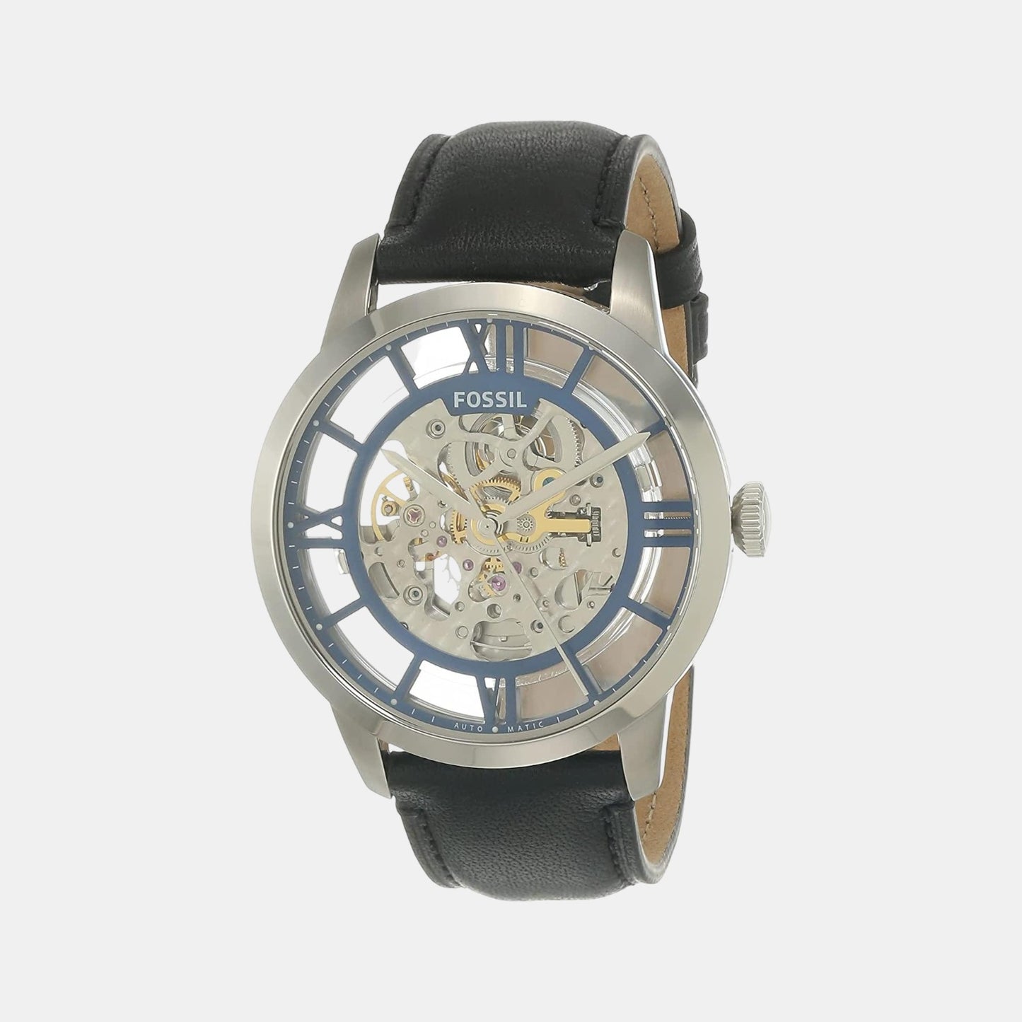 Male Blue Analog Leather Automatic Watch ME3200