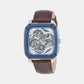 Male Blue Analog Leather Automatic Watch ME3202