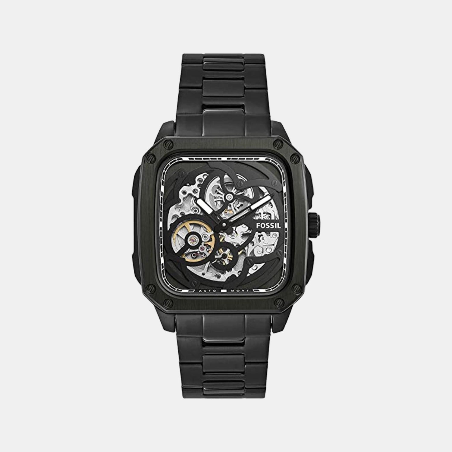 Fossil Men s Black Analog Stainless Steel Automatic Watch Fossil Just In Time