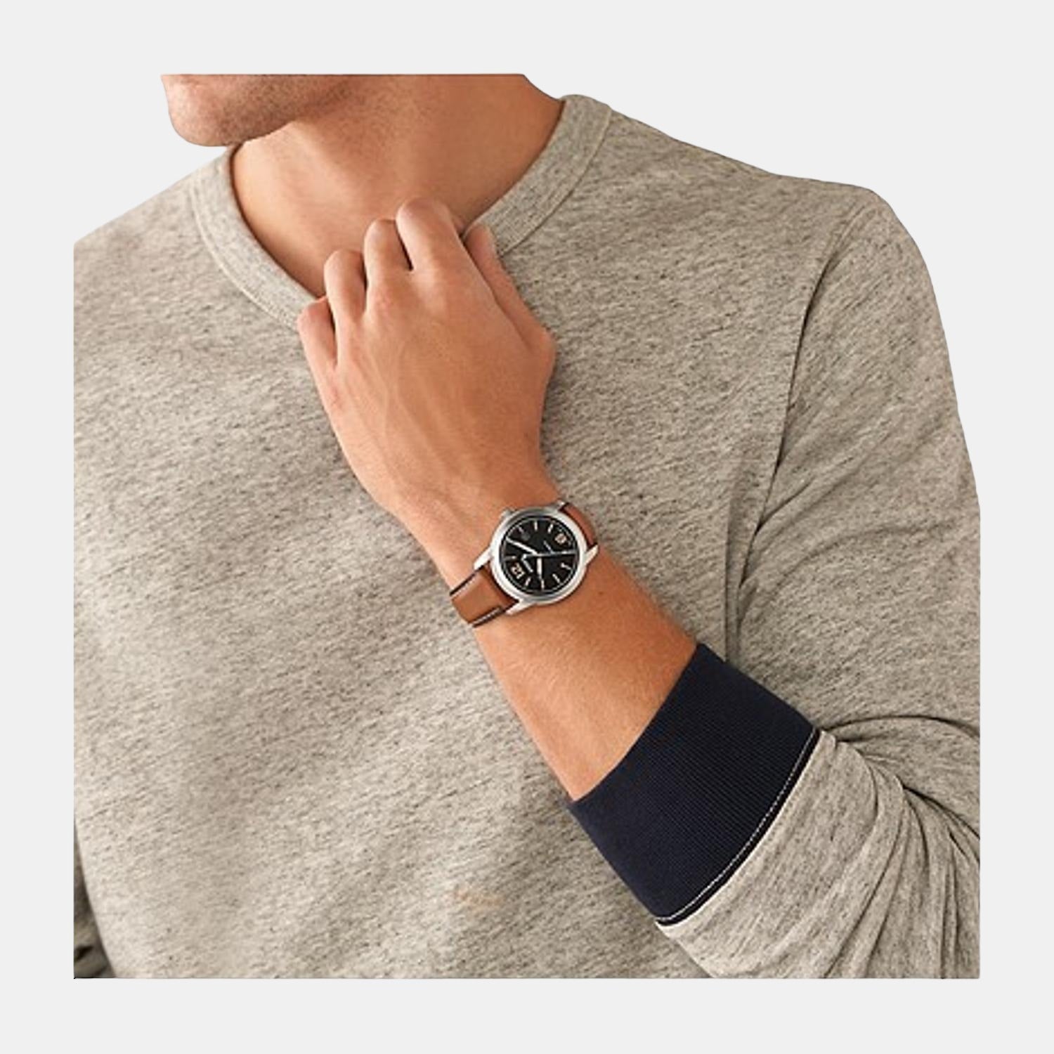 Fossil Male Black Analog Leather Watch | Fossil – Just In Time