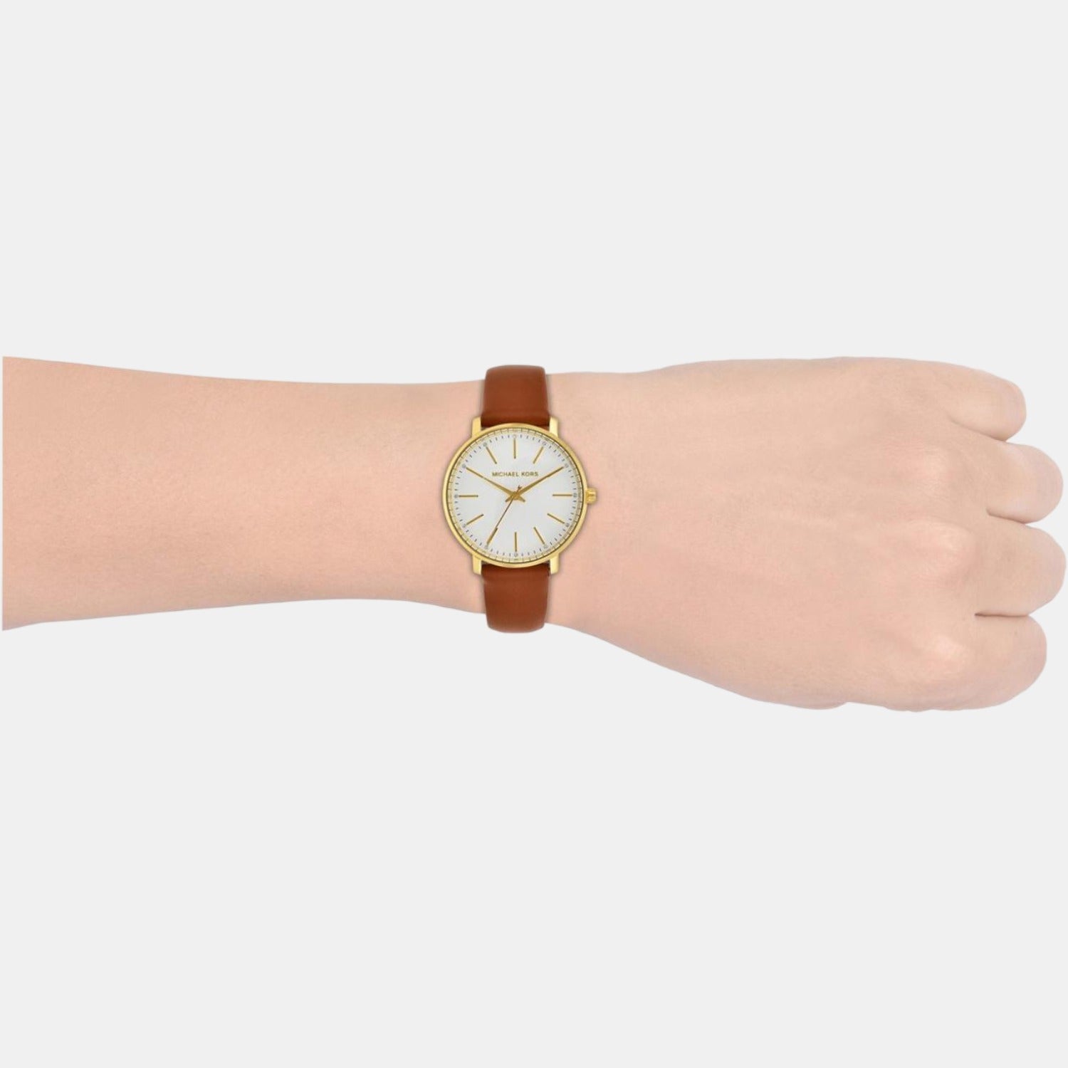 Michael Kors Female White Analog Leather Watch Michael Kors