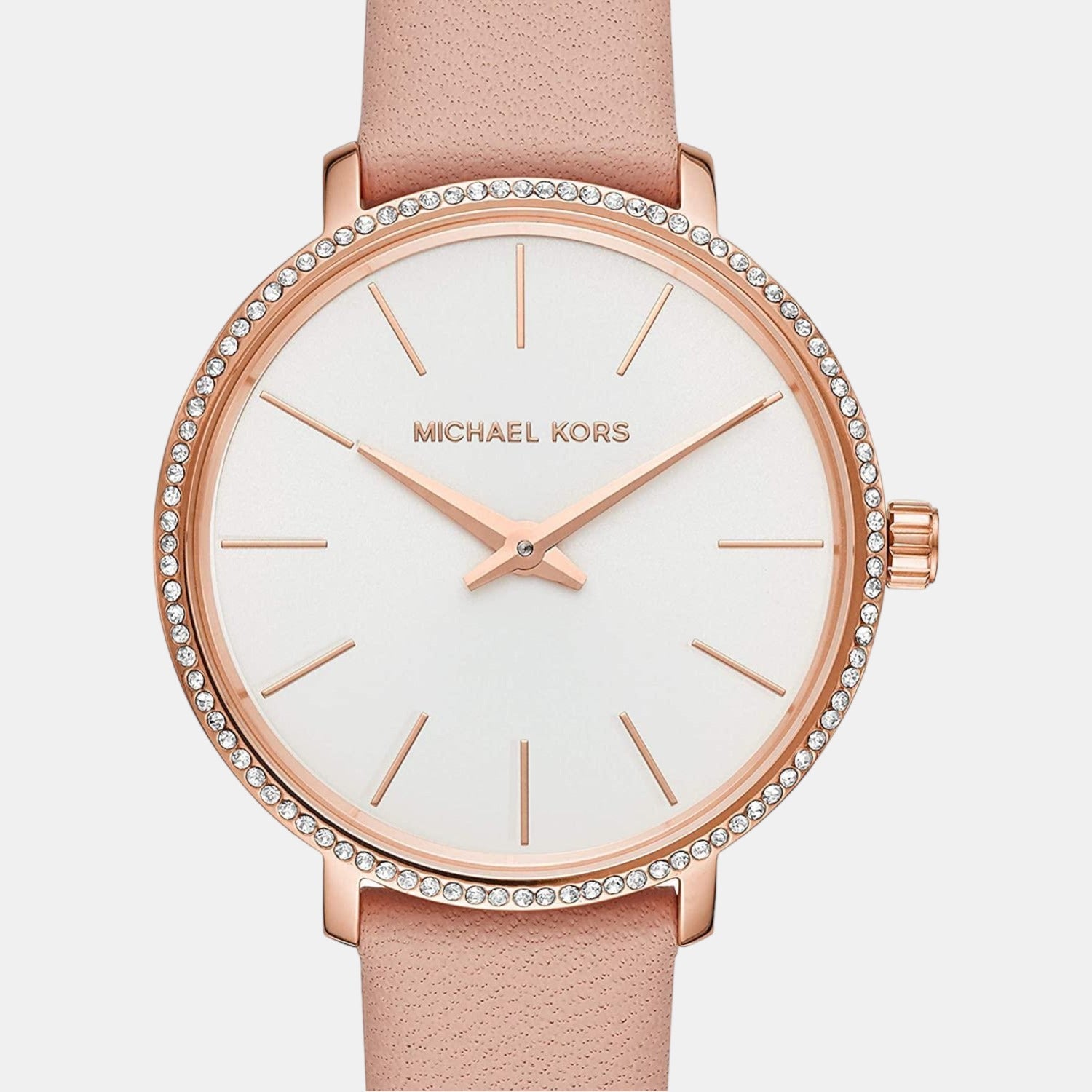 MK white leather clearance watch