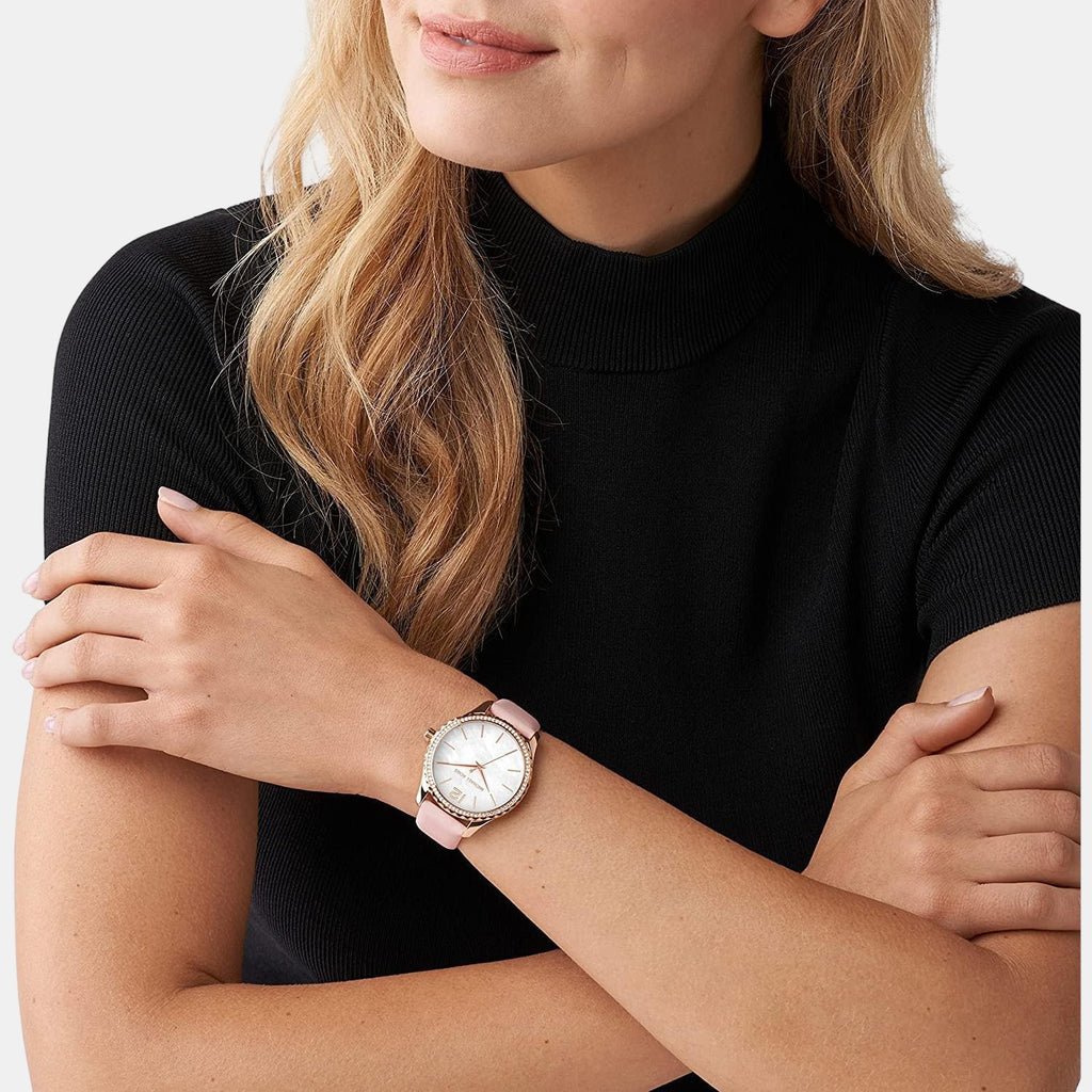 Michael Kors Leather Mother Of Pearl watch