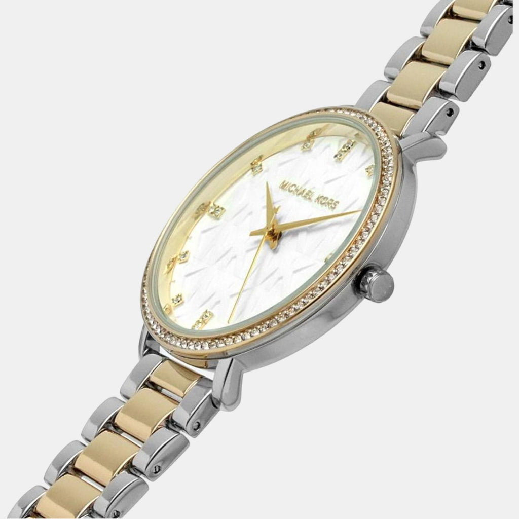 Mk4595 Michael Kors Pyper Women Quartz White Dial Analog Stainless Steel Watch ...