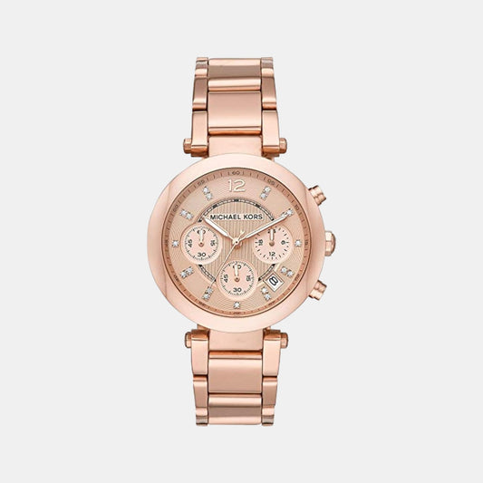 Female Rose Gold Stainless Steel Chronograph Watch MK5277