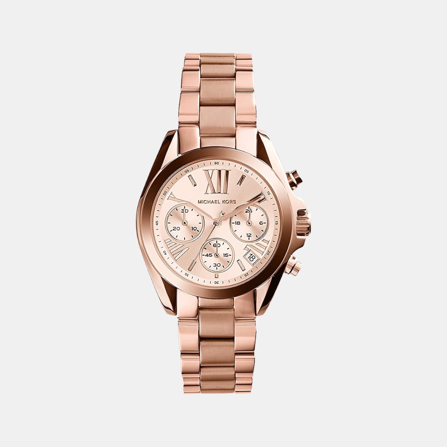 Michael Kors Mini Bradshaw Women Quartz Rose Gold Dial Chronograph Stainless Steel Watch MK5799