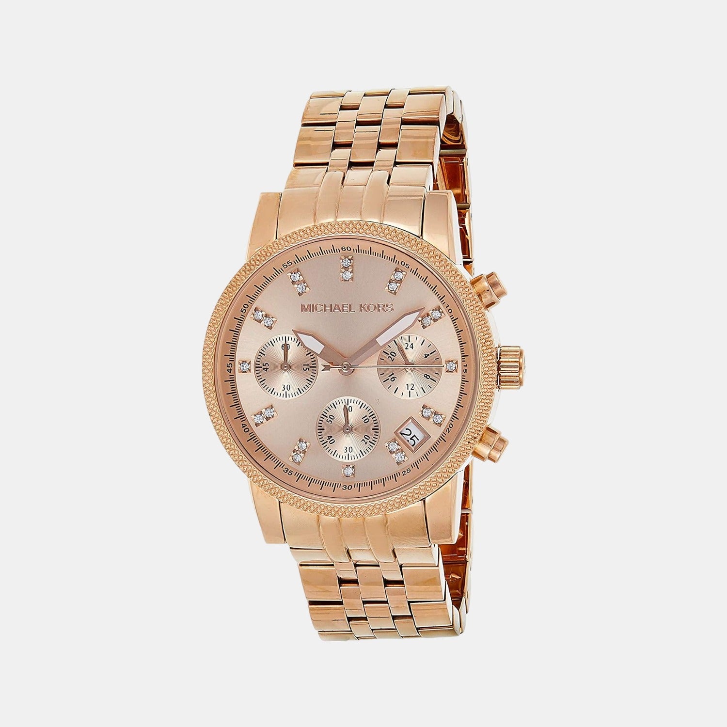 Female Rose Gold Stainless Steel Chronograph Watch MK6077