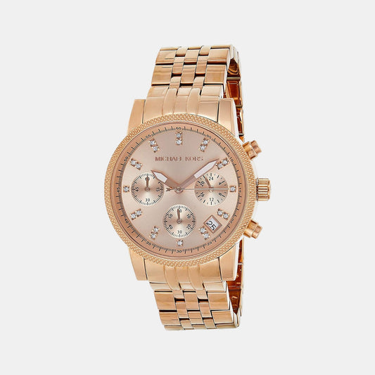 Female Rose Gold Stainless Steel Chronograph Watch MK6077