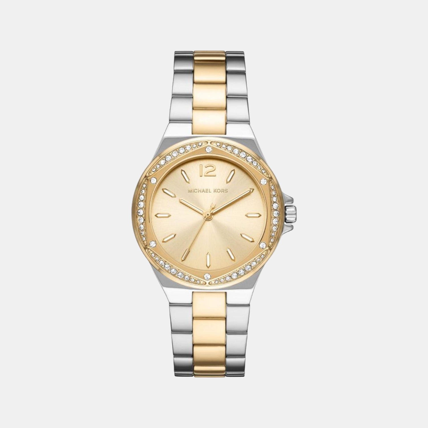 Michael Kors Lennox Women Quartz Gold Dial Analog Stainless Steel Watch ...