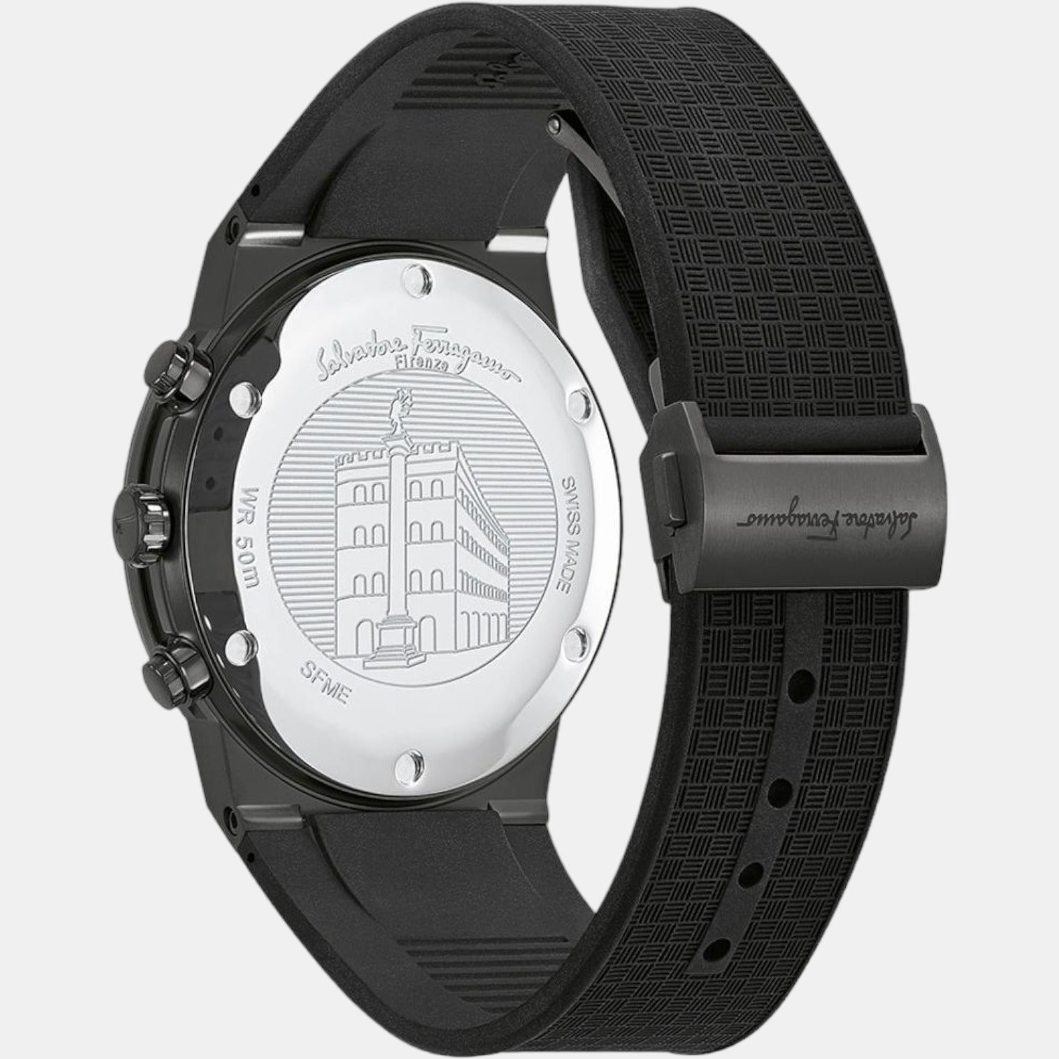 Ferragamo Men Round Black watch
