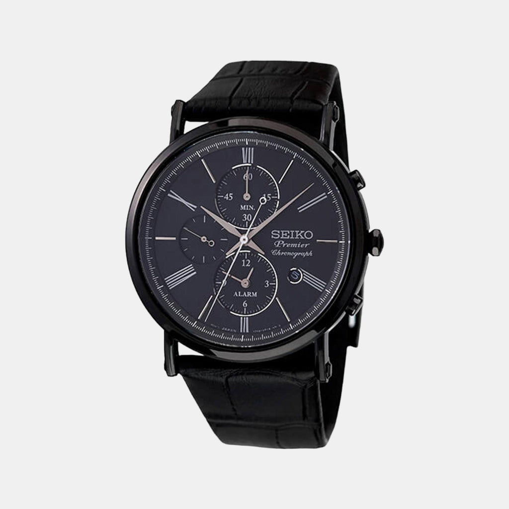 Seiko Round Black Chronograph watch