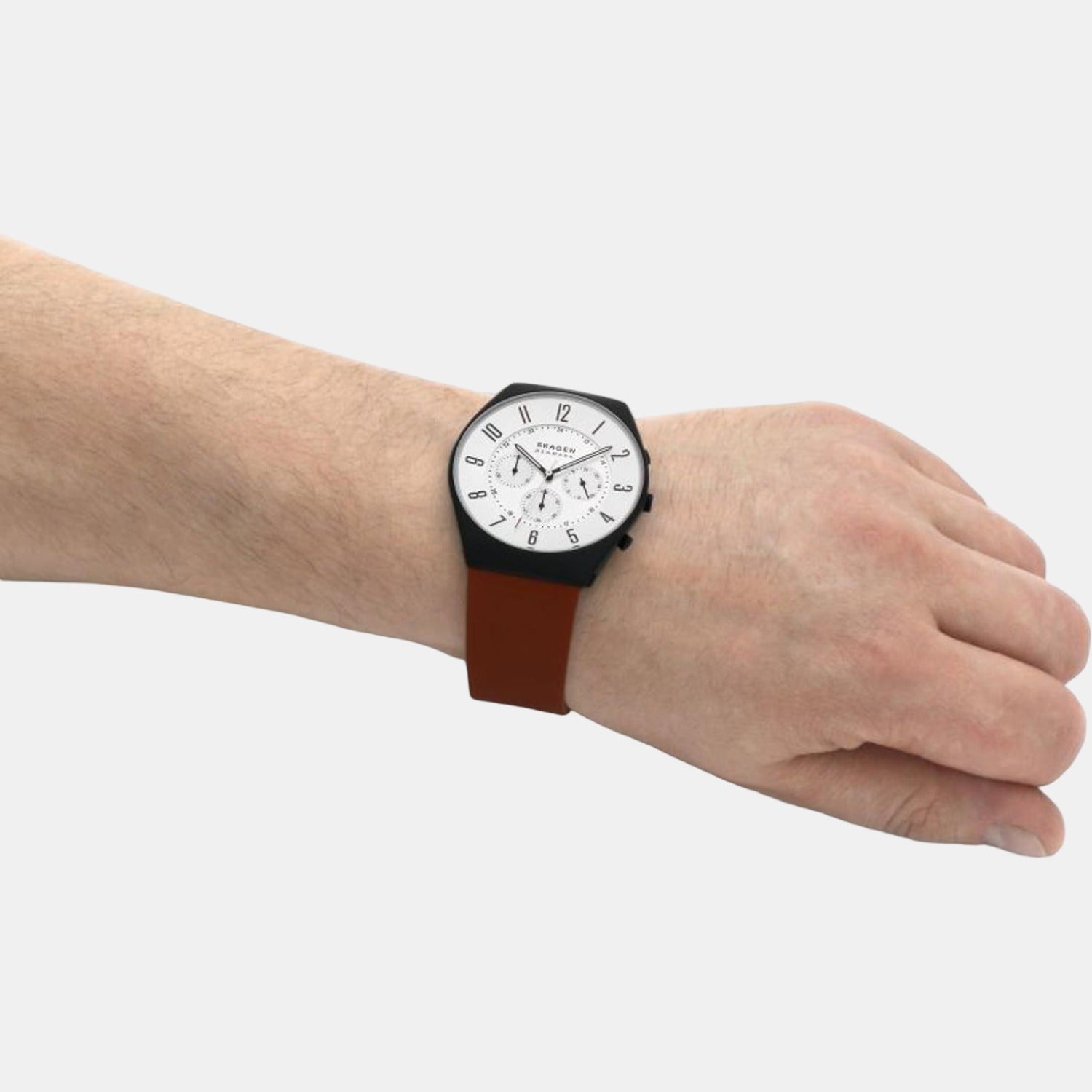 Skagen Male White Quartz Leather Chronograph Watch | Skagen – Just