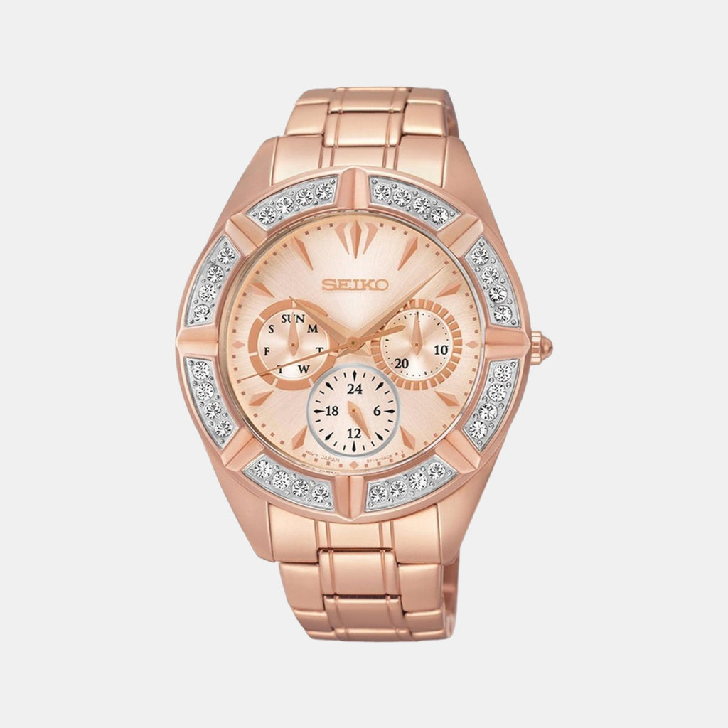 Seiko Round Rose Gold Chronograph watch