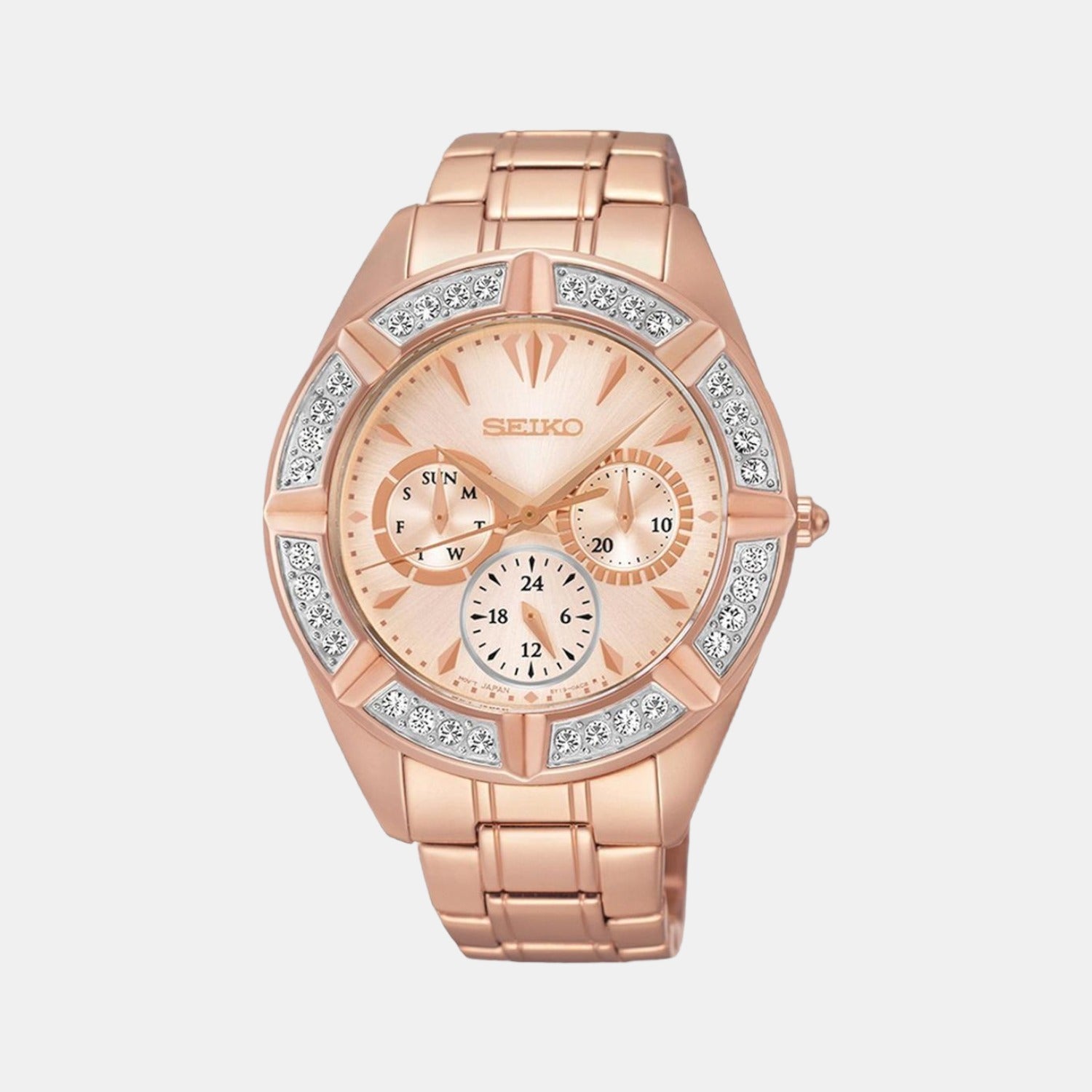 Seiko Round Rose Gold Chronograph watch