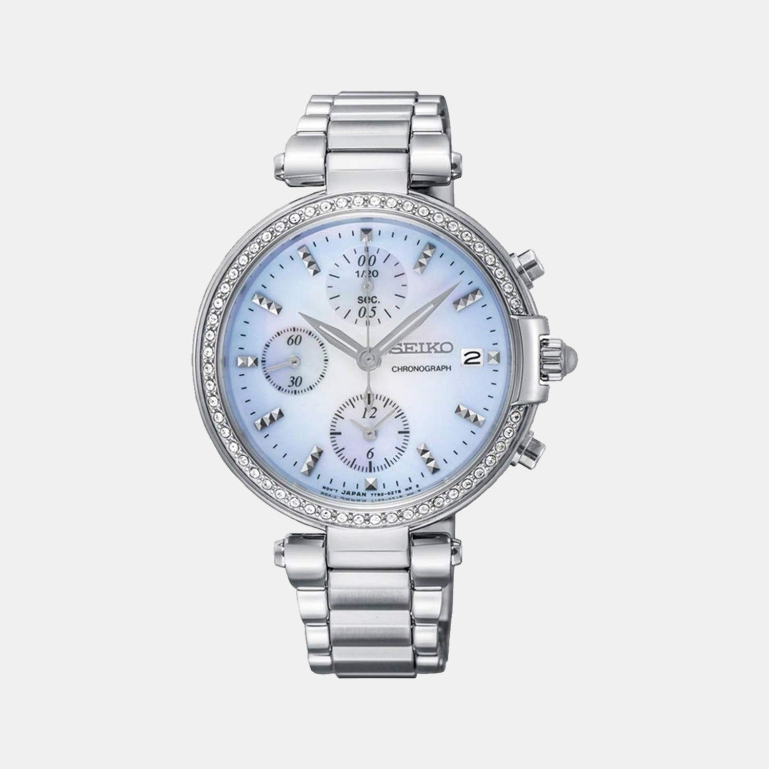 Seiko Women Quartz Blue Dial Chronograph Stainless Steel Watch